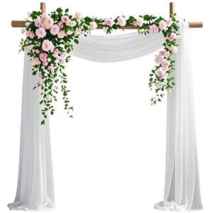 lot 12099 image: KEXINGTUO Wedding Arch Draping Fabric, 29in x 20ft Pure White Sheer Curtains Wedding Decorations for Ceremony, 6.7 Yards Pure White Chiffon Draping Fabric Backdrop