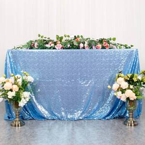 lot 12111 image: ShinyBeauty Table Cloth Thanksgiving Tablecloth 50ftftx80ftft Baby Blue Rectangle Tablecloths Sequin Table Cloth 50x80-Inch Coffee Table Decor Sparkle Dining Table Cover