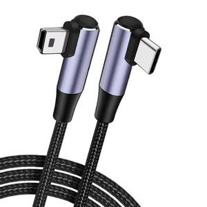 lot 12115 image: MISYNLON 90Degree USB C to Mini USB Cable, Right Angle Mini-B 5-Pin to Type-C Data Sync and Charging OTG Adapter Cable, Braided Durable, for Digital Camera, Hero 3,GPS, MP3 Player-1M3.2Ft