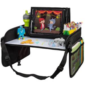 lot 12128 image: Lusso Gear Car Seat Tray - Dry-Erase Lap Desk for Kids Travel Activities - Snack and Cup Holder for Car Back Seat Organizer - Tablet Stand for Toddler Travel Essentials - Black