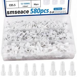 lot 12136 image: smseace 580 Pcs Nylon Closed End Crimp Connector - Closed End Crimp Caps Terminal for 22-16 AWG, 16-14 AWG, 12-10 AWG - Ideal for Automotive, Audio, and Electrical Applications