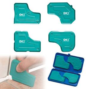 lot 12137 image: ORXPLUS Tools 4 Pieces Caulking Tool Kit Silicone Sealant Finishing Tool for Silicone Sealant Grout Finishing Sealing, Green (Used Lightly)