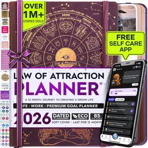 lot 12155 image: Deluxe 2026 Planner Weekly and Monthly  Law of Attraction Planner with Productivity App  12-Month for Productivity, Gratitude and Goal Setting  Includes Foldable Vision Board, Gift Box and Stickers