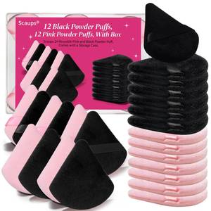 lot 12167 image: Scaups 24Pcs Black and Pink Powder Puff, Triangle Powder Puffs, Powder Puffs for Makeup and Cosmetic Foundation