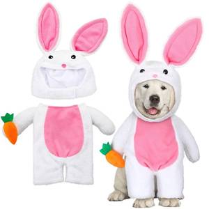 lot 12172 image: Huhumy Easter Dog Costume Easter Funny Walking Bunny Dog Outfit Fluffy Rabbit Hoodies Pet Clothes with Bunny Ears Arms and Trousers Sleeves(M)