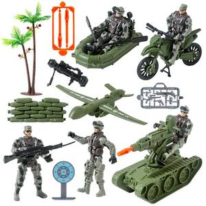 lot 12385 image: Wbzle Military Soldier Men Action Figures, 15PCS US Army Soldier Plastic Figure Set Military Base Playset Vehicles Play Combat Toys, Army Toy Set for Kids, Boys, Age 3 4 5 6