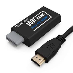 lot 12396 image: PORTHOLIC Wii to HDMI Converter 1080P for Full HD Device, Wii HDMI Adapter with 3.5mm Audio JackandHDMI Output Compatible with Wii, Wii U, HDTV, Monitor-Supports Wii Display Modes 720P