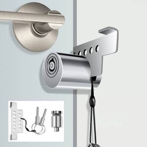 lot 12397 image: MOSECYOU Portable Keyed Door Lock for HomeTravel Security, Child Safety Protection Extra Lock, Temporary No Drill Lockout Device with Key for Apartment Bedroom Hotel Room