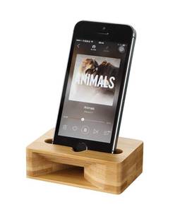 lot 12398 image: UnnFiko Wooden Sound Amplifier Stand Holder for iPhone, Natural Loudspeaker Mini Megaphone Cell Phone Stand (Square)