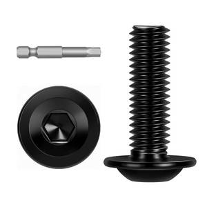 lot 12402 image: M5-0.8 x 25mm 50 PCS Flanged Button Head Socket Cap Bolts Screws, Stainless Steel 304, Allen Socket Drive, Screwdriver Bit Included, Black Finish, Fully Machine Thread