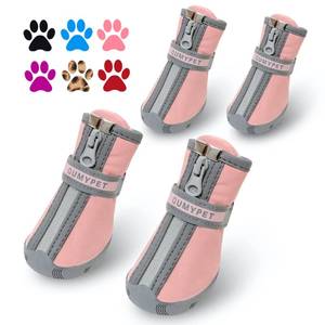 lot 12406 image: QUMY Dog Shoes for Small Dogs, Puppy Dog Boots and Paw Protectors for Winter Snowy Day, Summer Hot Pavement, Waterproof in Rainy Weather, Ourdoor Walking, Indoor Hardfloors Skid-Resistant Sole Pink 4