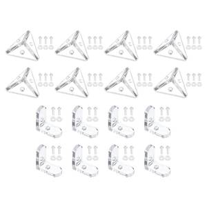 lot 12412 image: uxcell 16 Set Acrylic Corner Bracket L-Shaped and Triangle Corner Connector Joint Hanger Brace Brackets Transparent wM3 Screw for Reinforcement Connecting Furniture