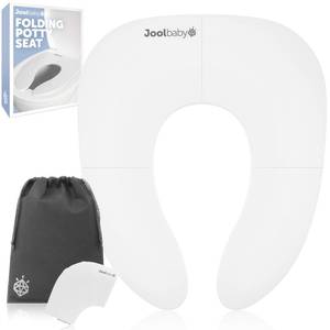 lot 12414 image: Jool Baby Folding Travel Potty Training Seat for Toddlers, Fits Round and Oval Toilets, Non-Slip Suction Cups, Includes Free Travel Bag (White)
