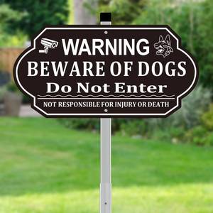 lot 12415 image: Beware of Dog Sign, Beware of Dog Signs for Fence Do Not Enter and Not Responsible for Injury or Death, Weather Resistant Easy to Install (Black 7x14 inches)