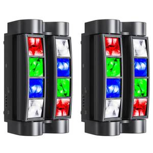 lot 13448 image: Big Dipper Moving Head DJ Light, 8x3W LED Spider Stage Light, RGBW 4 in 1 Spotlighting Sound ActivatedDMX-512 for Wedding, Parties, Bar, Concert Club, Event Lighting (2 Pack)