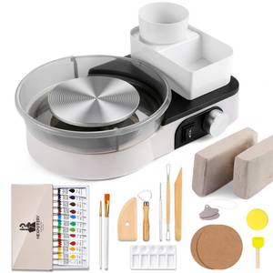 lot 13452 image: Pottery Wheel for Kids Adults and Beginners - Complete Pottery Set for Teen with 6in Turntable, 2.2lb Clay, Art Supplies Sculpting Tools, Craft Gifts for Teens Adults (Grey)