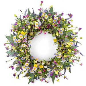 lot 13472 image: Yawwind 22 Inches Spring Wreaths for Front Door Rustic Spring Floral Wreath Summer Door Wreaths Wildflower Wreath with Lavender Daisy for Indoors Windows Porch Wall Outside