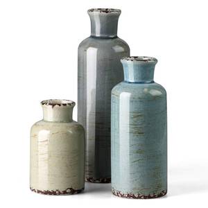 lot 13477 image: CwlwGO- Ceramic Vase Set of 3, Small Flower Vases for Home Decoration, Modern Farmhouse Decor, Living Room Kitchen Table Centerpieces, Shelf, Mantel, Fireplace and Entrance Decorations-Multicolor.