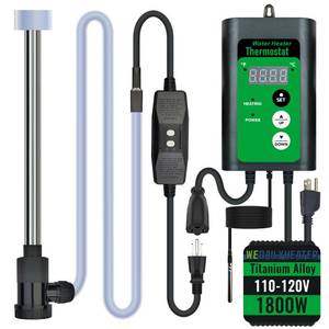 lot 13489 image: 1800W Titanium Immersion Water Heater of Above Ground Pool and Hot Tub � Portable Fully Submersible Electric Heater with Temp Control and GFCI to Inflatable Pool, Baptistry, Bucket, Spa and Bathtub etc