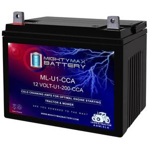lot 13491 image: ML-U1-CCA -12 Volt, 200 CCA, Nut and Bolt (NB) Terminal, Rechargeable SLA AGM Battery