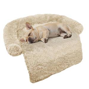 lot 13496 image: Calming Dog Bed Fluffy Plush Dog Mat for Furniture Protector with Removable Washable Cover for Large Medium Small Dogs and Cats (Small(35x31x5),Beige)