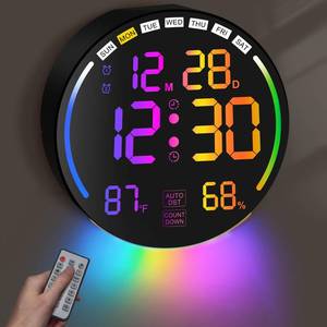 lot 13498 image: Pytha Sight Large Digital Wall Clock with 10.3in LED Display,Alarm,Countdown Timer,DST,Temperature,Humidity,Auto-Dimming,Remote Control,Night Light for Classroom,Bedroom,Living Room,Office,Gym