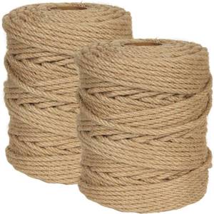 lot 14001 image: 656 Ft x 6 MM Natural Jute Twine, 14in Heavy Duty Hemp Rope, 100percent Natural Twisted Twine Hemp Rope for Cat Tree Tower,Strong Burlap Cord for DIY Crafts Gardening Hammock Home Decorating Gift Wrapping