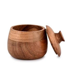 lot 14023 image: NIRMAN Jewelry Box Unique Artisan Traditional Hand Carved Acacia Wood Wooden Keepsake Box Gift (3in x 3in x 4in)
