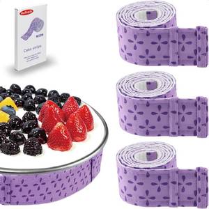 lot 14034 image: Hufopik 3-Piece Cake strips for even baking, Baking strips for cake pans, Baking Supplies and Cake leveler