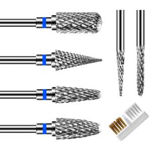 lot 14043 image: CGBE Nail Drill Bits, 6 Piece Nail Drill Bit Grinding Heads Carbide Machine Accessories for Manicure Remove Acrylic or Hard Gel Polygel, 332 Inch Professional Bits for Nail Cutter - Medium