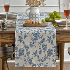 lot 14397 image: Artoid Mode Monochrome Sketch Branch Toile Textures Chinoiserie Cotton Dark Grey Table Runner, Seasonal Retro Vintage Kitchen Dining Table Decoration for Home Party Decor 13x72 Inch