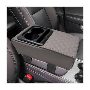 lot 14401 image: Suvnie Car Center Console Armrest Pillow, Memory Foam Auto Armrest Box Cover with Cup Holder and Phone Holder, Waterproof Leather Arm Rest Protector Cushion, Interior Car Accessories (Diamond, Gray)