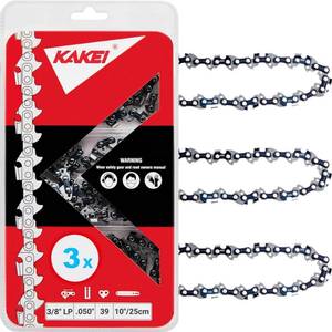 lot 14414 image: KAKEI 10 Inch Chainsaw Chain 38in LP Pitch .050in Gauge 39 Drive Links- 91VXL39CQ Fits Echo PPF210 PPF211 PPT230 PAS230 PPT266, McCulloch 10E 12E 14E, POULAN PLN1510 (3 Chains) - Semi Chisel