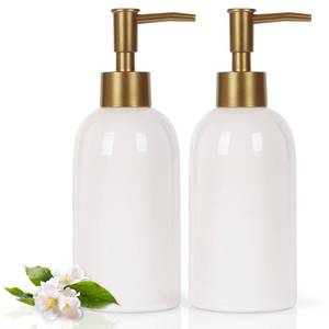lot 14419 image: Natheeph 14OZ Ceramic Soap Dispenser Ceramic Soap Pump Dispenser Can Fill Liquid for BathroomKitchen (2PC White)