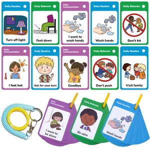 lot 14435 image: CHEFAN 110 PCS Autism Communication Cards for Speech Delay, Special Needs Visual Aid Language Learning Cue Cards Special Ed Feelings Emotions Flash Cards for Autism Communication
