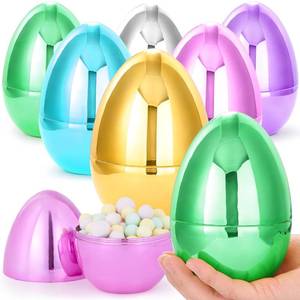 lot 14436 image: JOYIN 6 Pcs Large Metallic Easter Eggs, 6 Inches Colorful Jumbo Plastic Eggs Fillable for Easter Themed Hunt Basket Stuffers Fillers Filling Treats Party Favor Classroom Prize Supplies