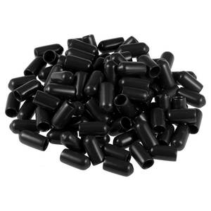 lot 14441 image: uxcell 100pcs Rubber End Caps 6mm(14-inch) ID Vinyl Round Tube Bolt Cap Cover Screw Thread Protectors Black