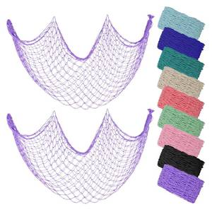 lot 14447 image: ZUEXT Purple Fishing Net Decorative 80x40 Inch, 2 Pack Large Picture Fish Net, Wall Photo Hanging Fishnet for Nautical Mermaid Pirate Ocean Themed Hawaii Beach Under The Sea Party Decoration
