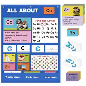 lot 14453 image: Alphabet Learning Pocket Chart, Alphabet Wall Chart for Toddlers 1-3, Handwriting Practice Letter Tracing Circle Time Learning Center for Classroom, Preschool Classroom Must Haves XL35x 27in