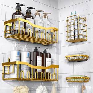 lot 14476 image: EUDELE 5-Pack Rustproof Stainless Steel Shower Caddy � No Drill Adhesive Bathroom Organizer with Large Capacity, Spacious Shower Shelves for Inside Shower, Kitchen and Home Decor Storage-XL Size