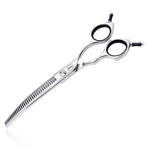 lot 14486 image: HASHIMOTO Curved Chunkers Shears Dog Grooming,Cat Curved Scissors,33 teeth,7.0 Inch,65percent Thinning Rate,Light Weight. Special Designed for Pet Groomers or Family DIY Use.