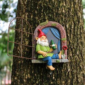 lot 14495 image: Colomix Gnome Tree Hugger, Funny Garden Gnomes Outdoor Decorations for Lawn Patio Yard Home Decor, Spring Gardening Gnome Gifts, Whimsical Tree Sculpture Peeker Yard Art