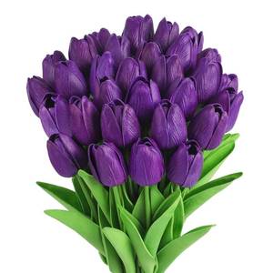 lot 15412 image: MACTING 30 PCS Artificial Tulip Flowers 13.7in Real Touch Fake Flowers Faux PU Tulips Bouquet for Floral Arrangements Table Centerpieces Kitchen Home Mothers Day Spring Easter Decorations,Purple