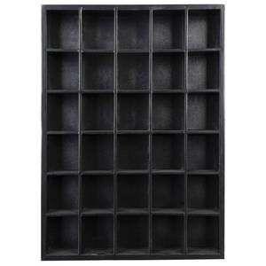lot 15413 image: GSM Brands Shot Glass Display Case, Black Wood, Holds Set of 30 Glasses (16.7 x 12.2 - Each Opening Measures 2.52 x 2.13)