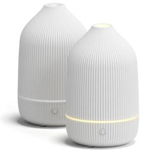 lot 19302 image: Essential Oil Diffuser, 2Pack, 100ml Aromatherapy Diffuser, Mini Ultrasonic Diffuser for Essential Oil, Home, Office, Cool Mist Humidifier with 7 Led Light, Auto Shut-Off, White