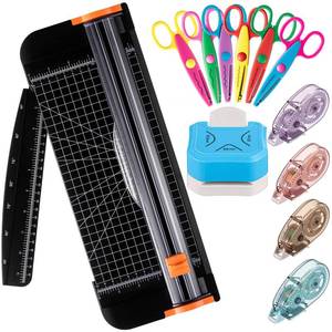 lot 19306 image: Jetec Scrapbook Supplies Kit, 12 Pcs Paper Craft Tools Set with A4 Paper Trimmer, 3-in-1 Corner Rounder, 4 Double-Sided Tapes and 6 Decorative Craft Scissors for Scrapbooking, Card Making, DIY