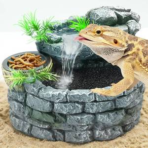 lot 19315 image: MIXJOY 2 in 1 Reptile Water Fountain with Food Dish 550ML, Terrarium Reptile Waterfall Drinking Fountain, Reptile Water Dispenser for Bearded Dragon Gecko Tree Frog Turtle Chameleon Leopard Lizard