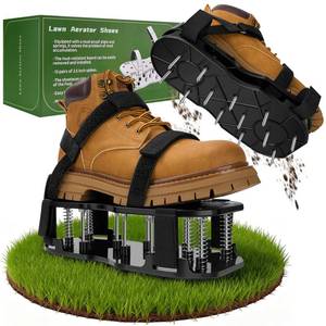 lot 19321 image: DWAEEGG Lawn Aerator Shoes, Pre-Installed Two-Layer Spike Aerator Shoes Tool with Hook-and-Loop Adjustable Straps, Durable and Self-Cleaning for Patio Garden Soil and Plat Grassland, Black