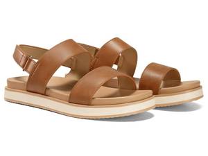 lot 19335 image: Coutgo Womens Flat Sandals Comfortable Arch Support Adjustable Double Strap Lightweight Summer Platform Sandals, Brown, Size 9.5