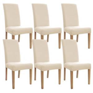 lot 19337 image: Dining Room Chair Covers,Chair Covers Set of 6, Soft And Stretchy,Cat Scratch Protection, Jacquard Fabric, Cream White, Regular Size, Dining Chair Cover Banquet Wedding, Kitchen, Hotel, Celebration